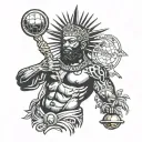 african God Atlas holding tattoo design idea