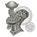 african God Atlas holding tattoo design idea