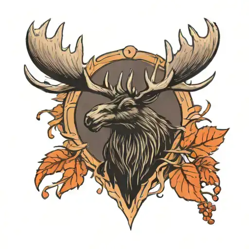 moose antler with raven perched atop tattoo design idea