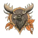 moose antler with raven perched atop tattoo design idea