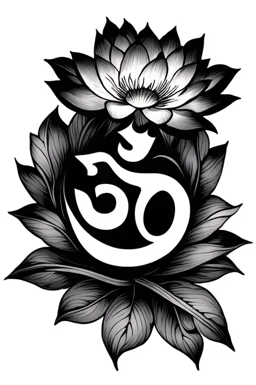 aum and lotus flower flowers tattoo design idea