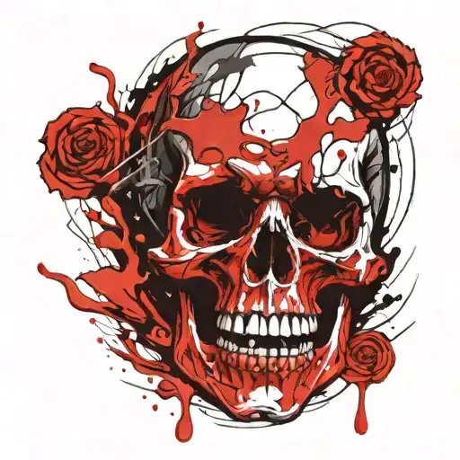Inner child skull screaming to save itself in horrible pain, tears, blood, strength, resilience  tattoo design idea