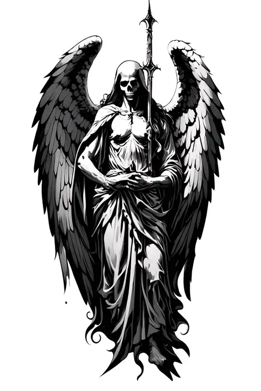 archangel azrael angel of death tattoo design idea