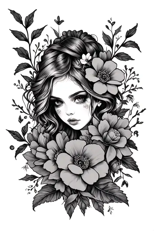 fallout inspired girly floral tattoo design idea