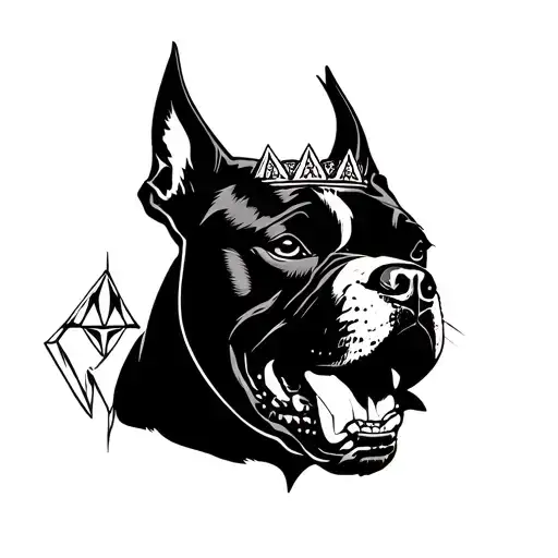 pitbull demon diamonds a crown smoke money tattoo design idea
