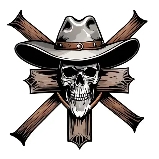 rugged cross tattoo for forearm with cowboy hat realistic tattoo design idea