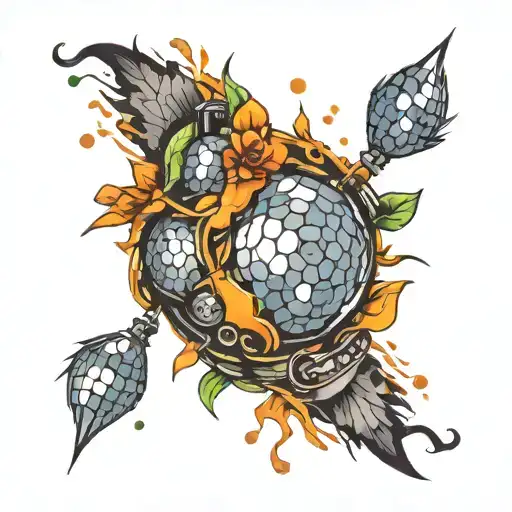 disco ball transforming tattoo design idea