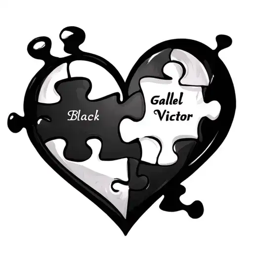 Autism puzzle with heart and names incorporated into the design Galell and Victor tattoo design idea
