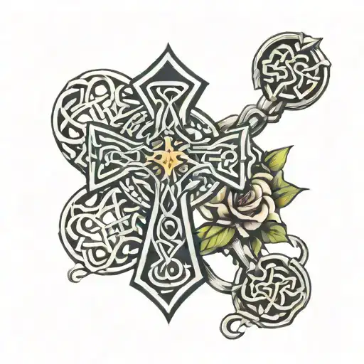 Celtic cross with love one another  tattoo design idea