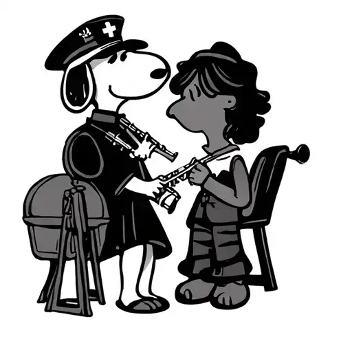 snoopy, paramedic, clarinet, wife tattoo design idea