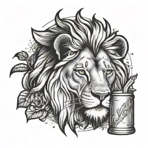lion and juice wrld  tattoo design idea