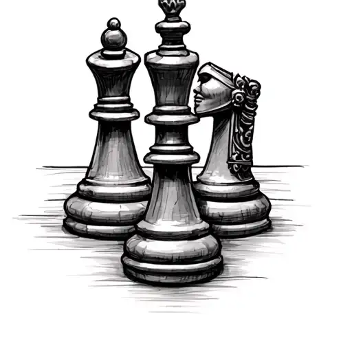 knight and queen chess piece tattoo design idea