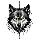 wolf face clock cross tattoo tattoo design idea