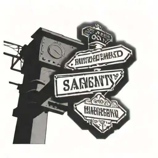 Street sign with sacramento intertwined within tattoo design idea