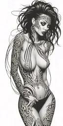 darkly alluring full nude goth girl rocking out tattoo design idea