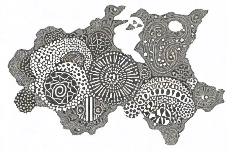 Zimbabwe tribal combined with Australian Aboriginal dot art tattoo design idea