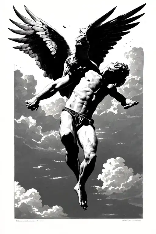 icarus falling from sky tattoo design idea