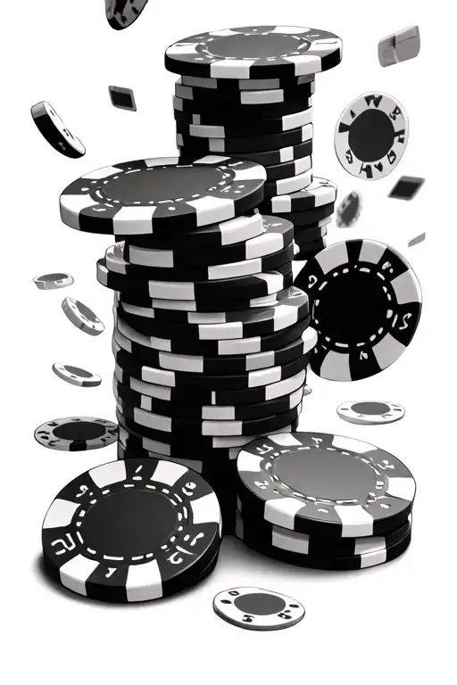 falling stacked poker chips scattered across tattoo design idea