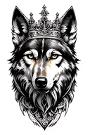 crown surrounded with wolf's tattoo design idea