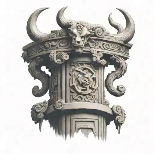minotaur column greek labyrinth motif grc tattoo design idea