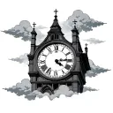 clock tower with clouds  tattoo design idea