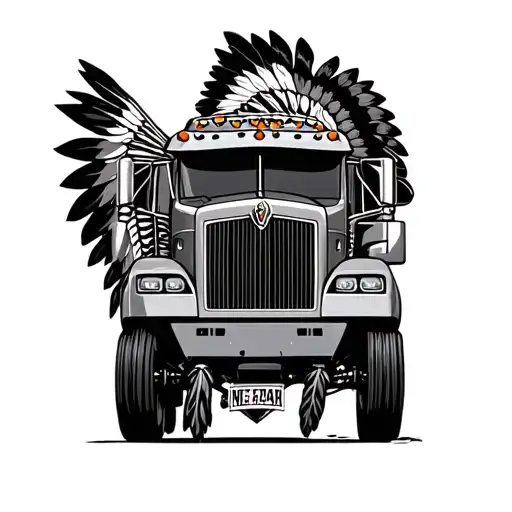 18 wheeler and Cherokee Indian tattoo design idea