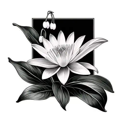 lily of the valley and water lily flower tattoo design idea