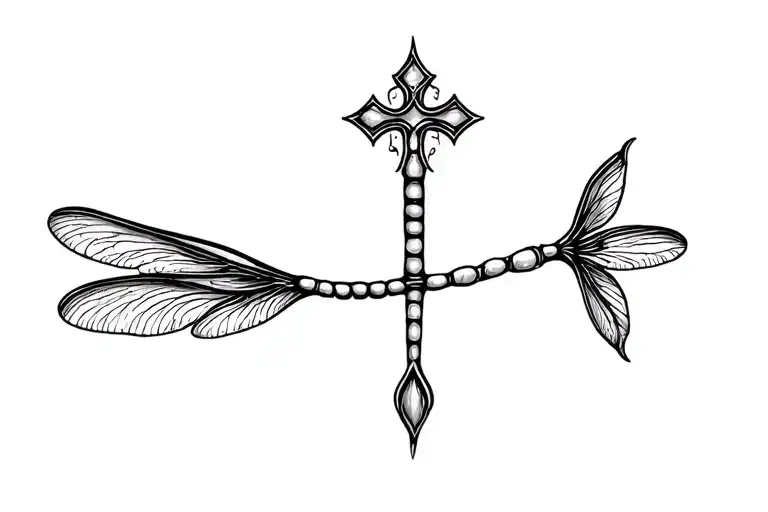 dophin dragonfly cross 3d tattoo design tattoo design idea