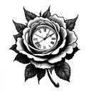 Clock Rose tattoo design idea