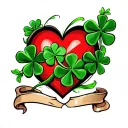 shamrock and heart shape surrounded tattoo design idea