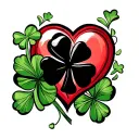 shamrock and heart shape surrounded tattoo design idea