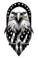 bald eagle American flag small guitar tattoo design idea