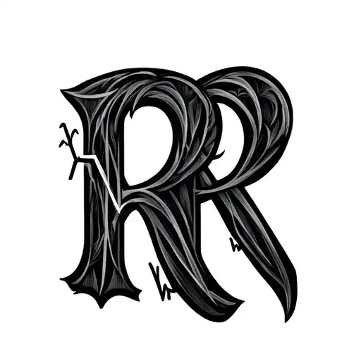 couple intial R with heartbeat line tattoo design idea