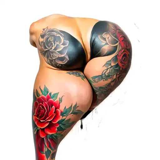 red tattoo on buttocks woman tattoo design idea