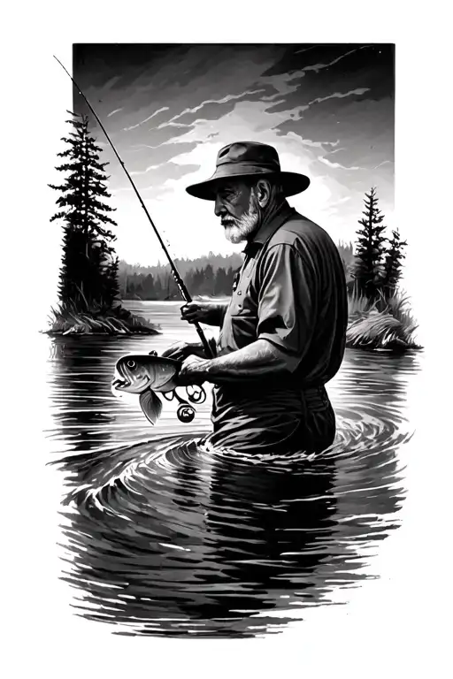 It should be a small tattoo that is in memory of my grandfather who passed away in cancer. He liked and fishing and to be tattoo design idea