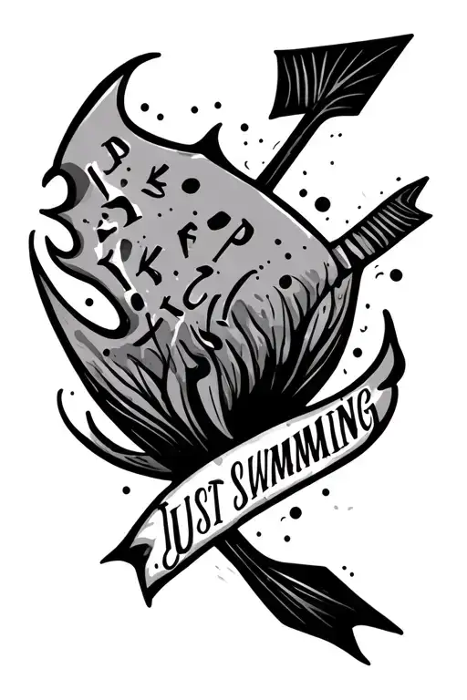 arrow with "just keep swimming" tattoo design idea