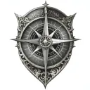True North compass tattoo design idea