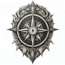 True North compass tattoo design idea