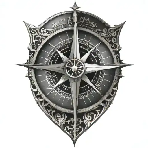True North compass tattoo design idea