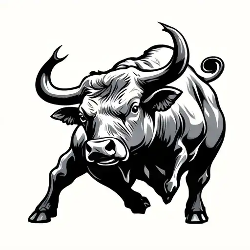 Charging Bull with hebrew letters tattoo design idea