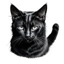 Black cat purring less lifelike tattoo design idea
