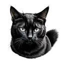 Black cat purring less lifelike tattoo design idea