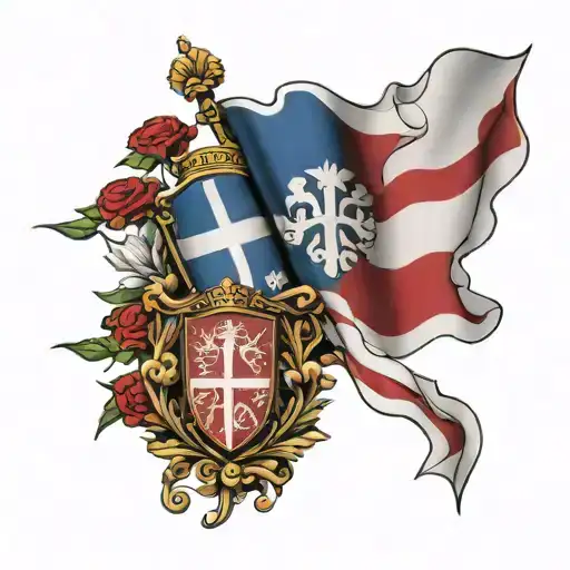 tatto of Polish British and Greek flag waving proudly tattoo design idea