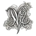 cursive m with a heart around it  tattoo design idea