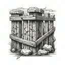 Stone ruined fence tattoo design idea