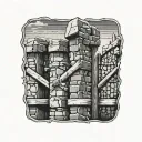 Stone ruined fence tattoo design idea