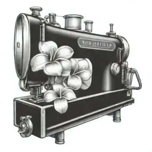 sewing machine hawaii plumeria tattoo design idea