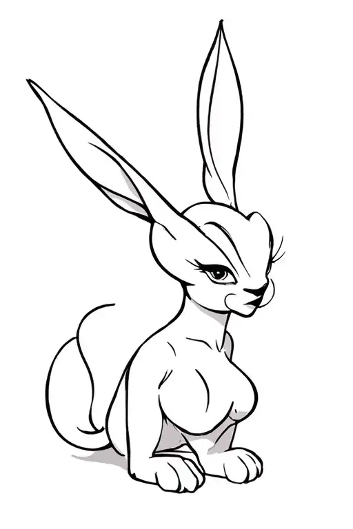 Small cartoon line style devil jessica rabbit tattoo tattoo design idea