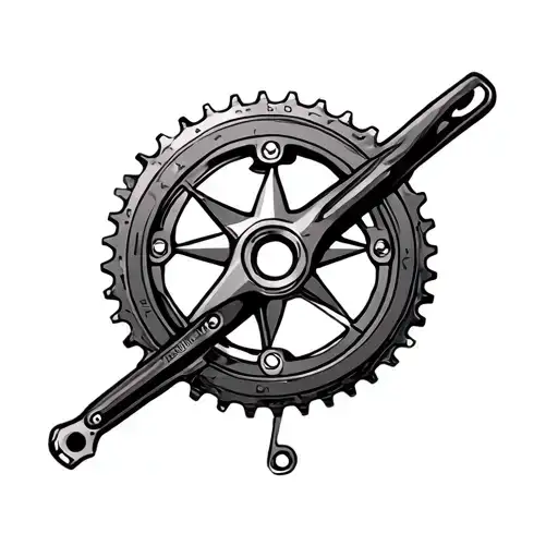 Create a tattoo template: I want a circle to be formed from a bicycle brake disc, a bicycle chainring and a compass, eac tattoo design idea
