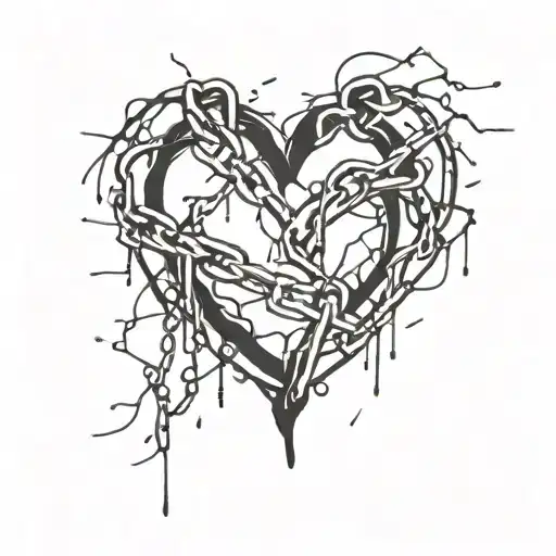 Damaged chained broken   Heart tattoo design idea